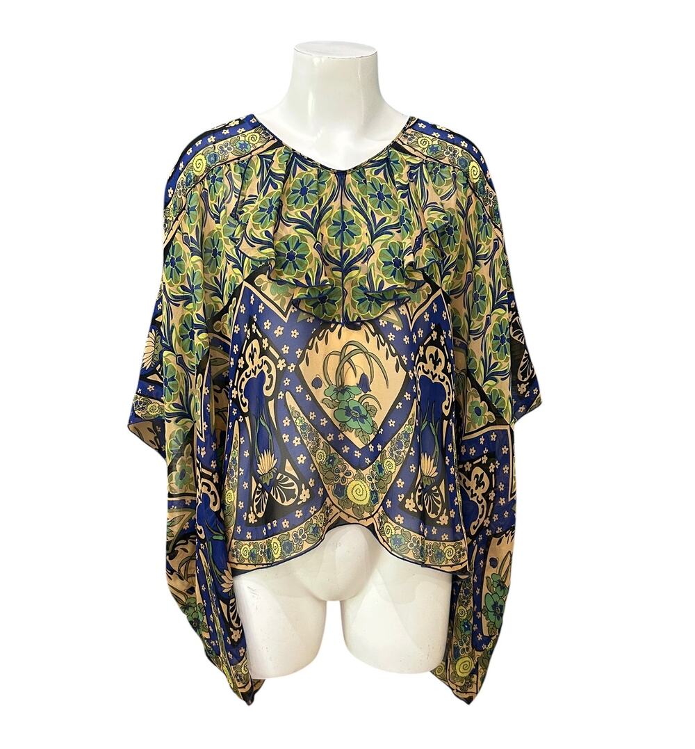 Vintage 90s Anna Sui Sheer Fairycore Boho Cape Blouse Oversized Made in USA -